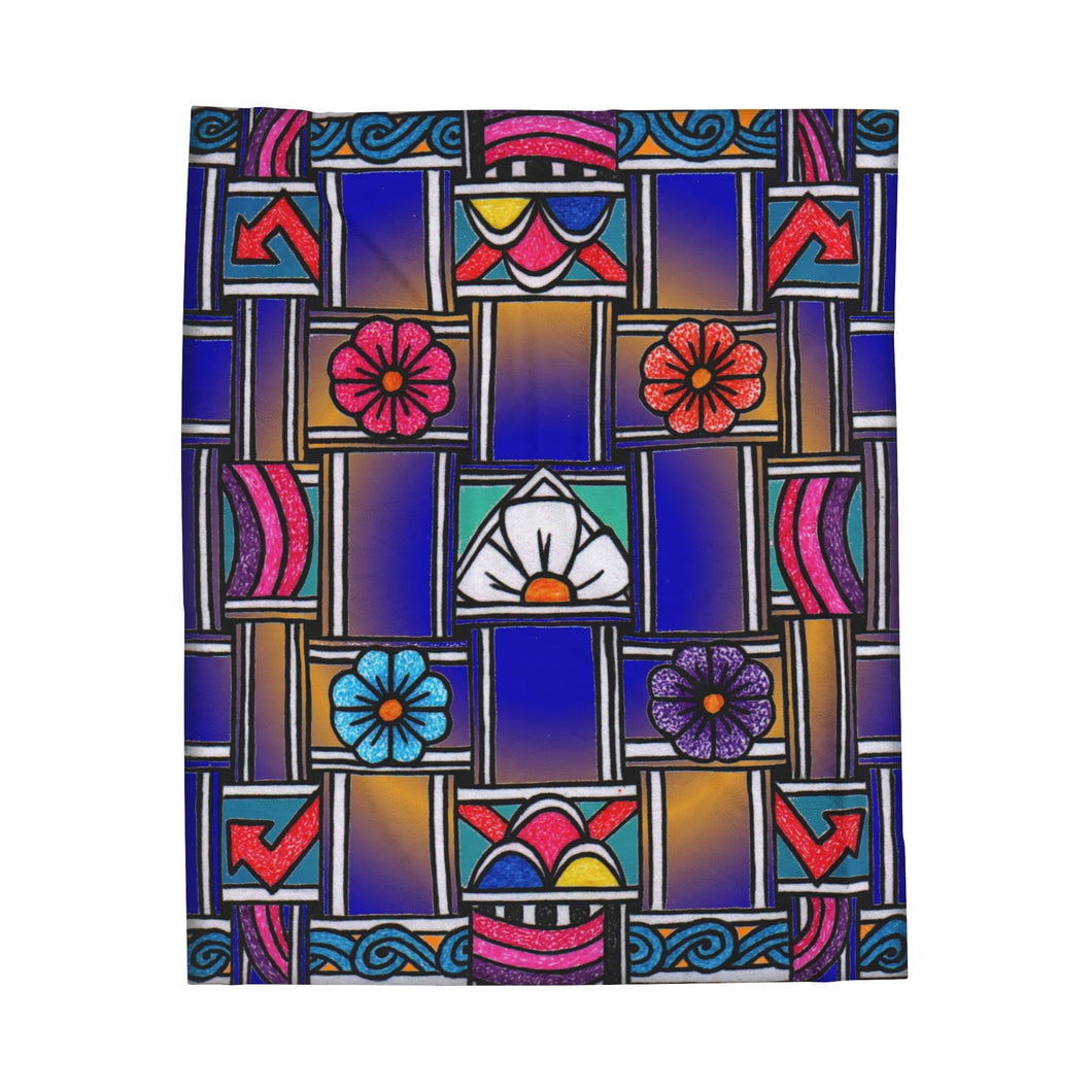 Hopi Floral/Omauw Velveteen Plush Blanket