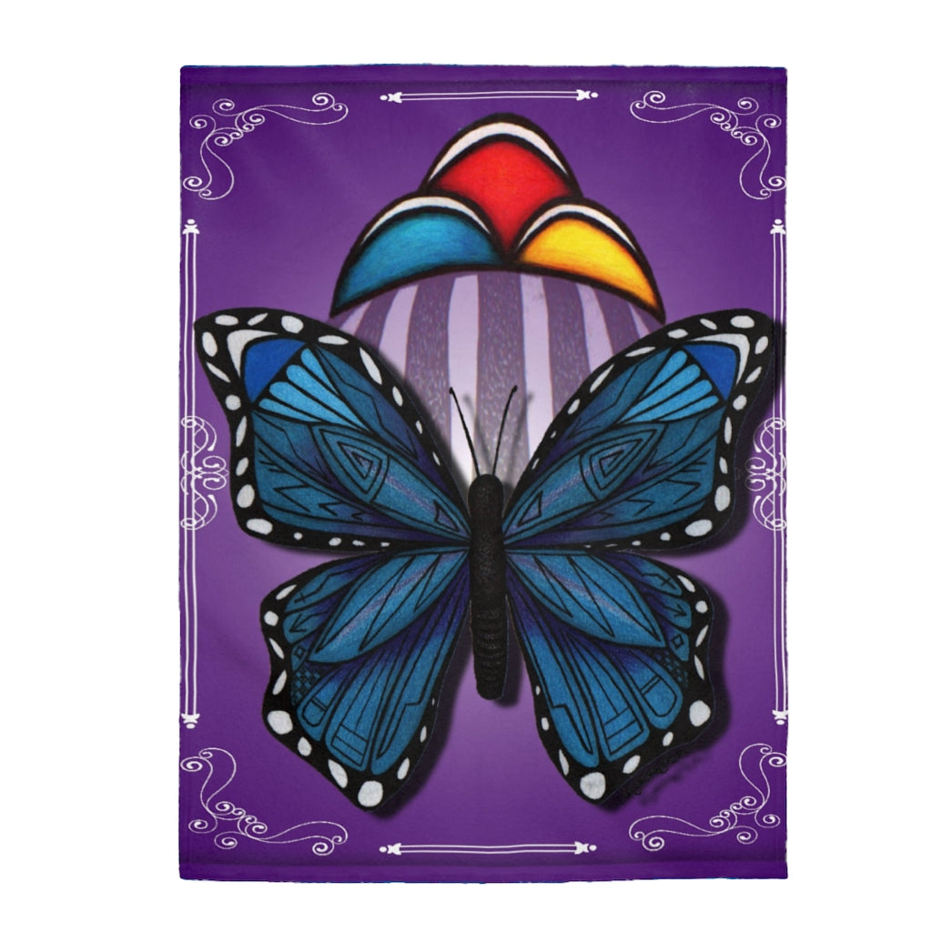 Hopi Rain Cloud/Butterfly Velveteen Plush Blanket