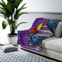 Load image into Gallery viewer, Hopi Rain Cloud/Butterfly Velveteen Plush Blanket
